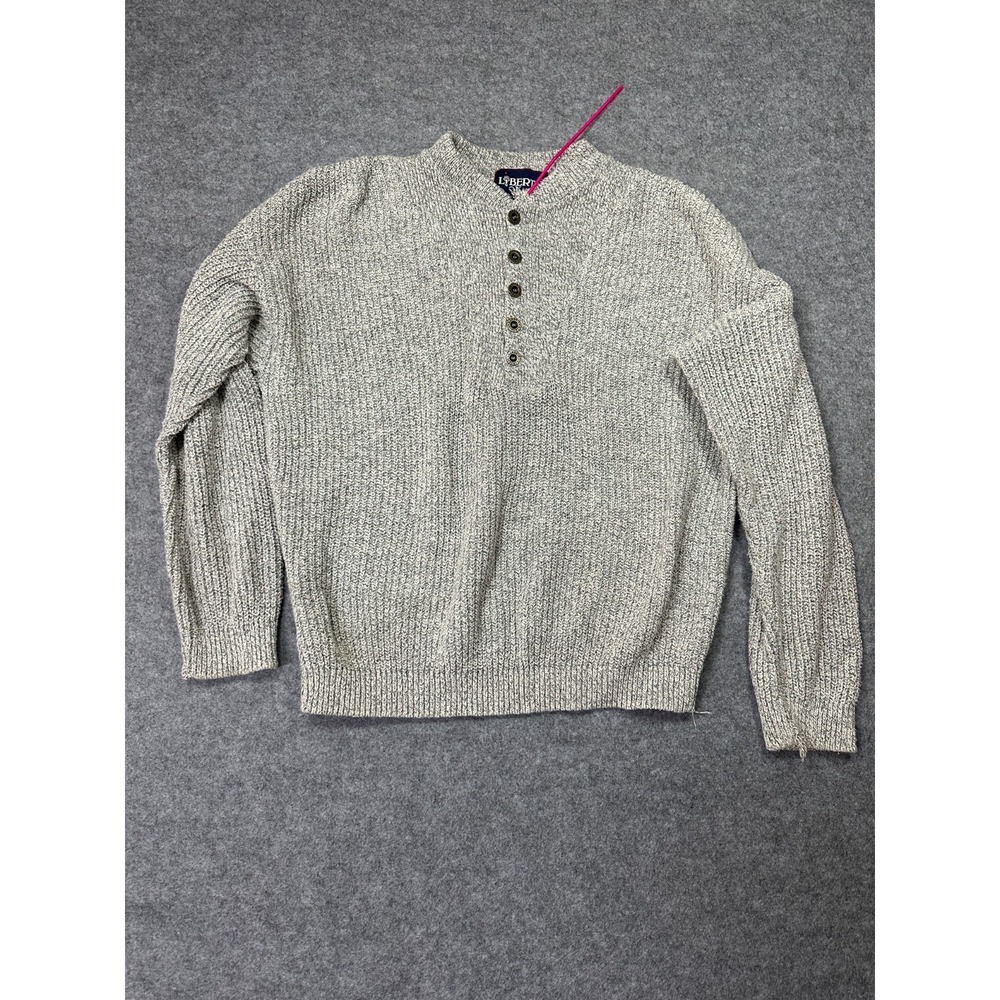 Liberty By Exacta Sweater Mens Large Heather Gray Tight Knit Ribbed Henley Neck